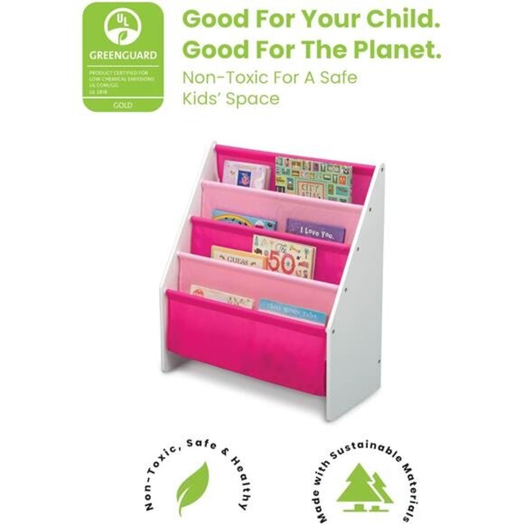 Delta Children Sling Rack Bookshelf for Kids - Easy-to-Reach Storage - Picture 9 of 12